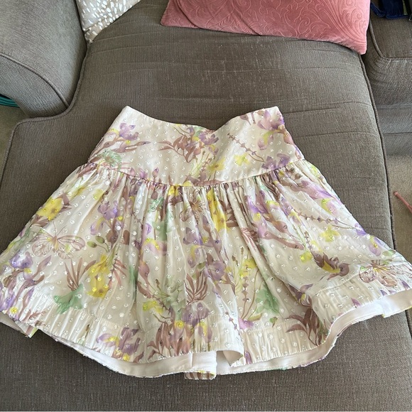 Alexis Pheobe Floral Embroidered Mini Skirt - Cream and Purple RARE HTF - Picture 12 of 16
